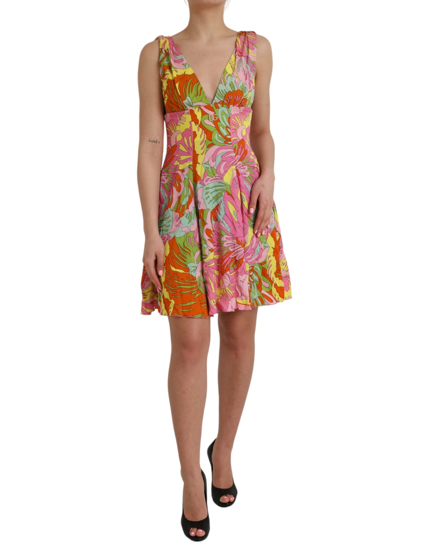 Dolce &amp; Gabbana Multicolor Floral Silk A-Line Dress