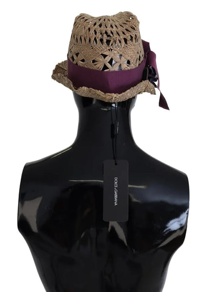 Dolce & Gabbana Brown Ribbon Floral Embellished Straw Hat