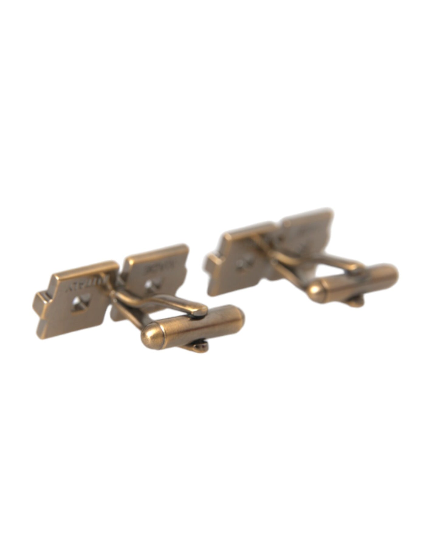 Dolce & Gabbana Gold Plated Brass Square Pin Men Cufflinks