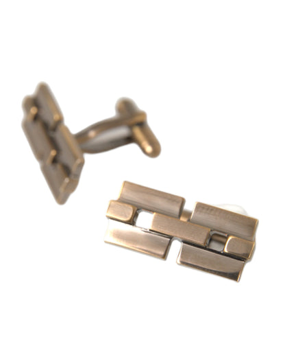 Dolce & Gabbana Gold Plated Brass Square Pin Men Cufflinks