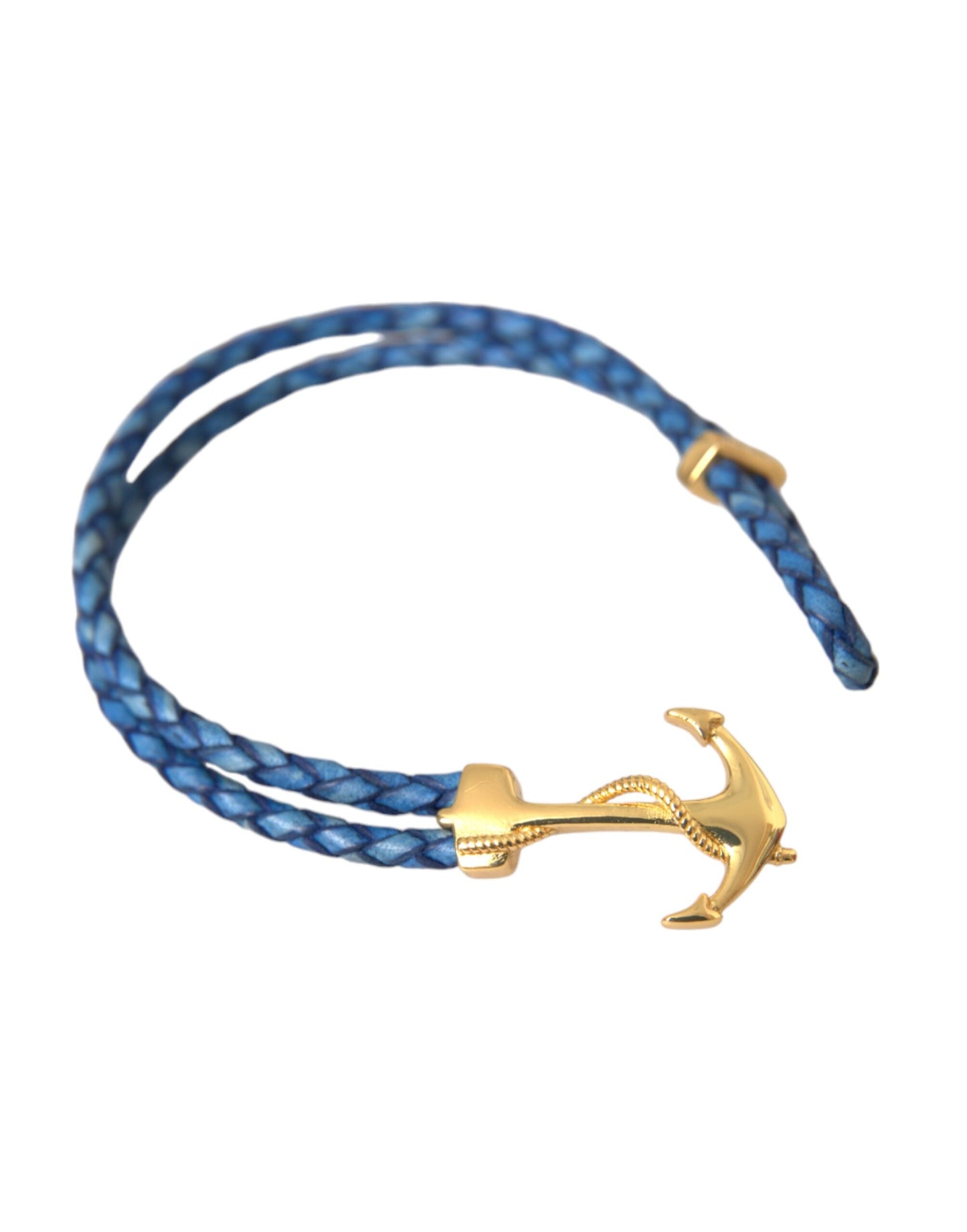 Nialaya Blue Gold Anchor 925 Silver Charm Bracelet Mens