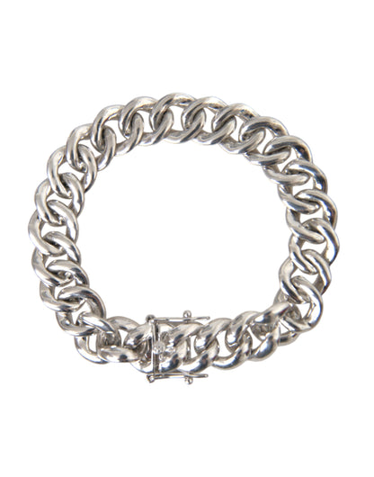 Nialaya Solid Heavy Curb Link 925 Sterling Silver Bracelet Men