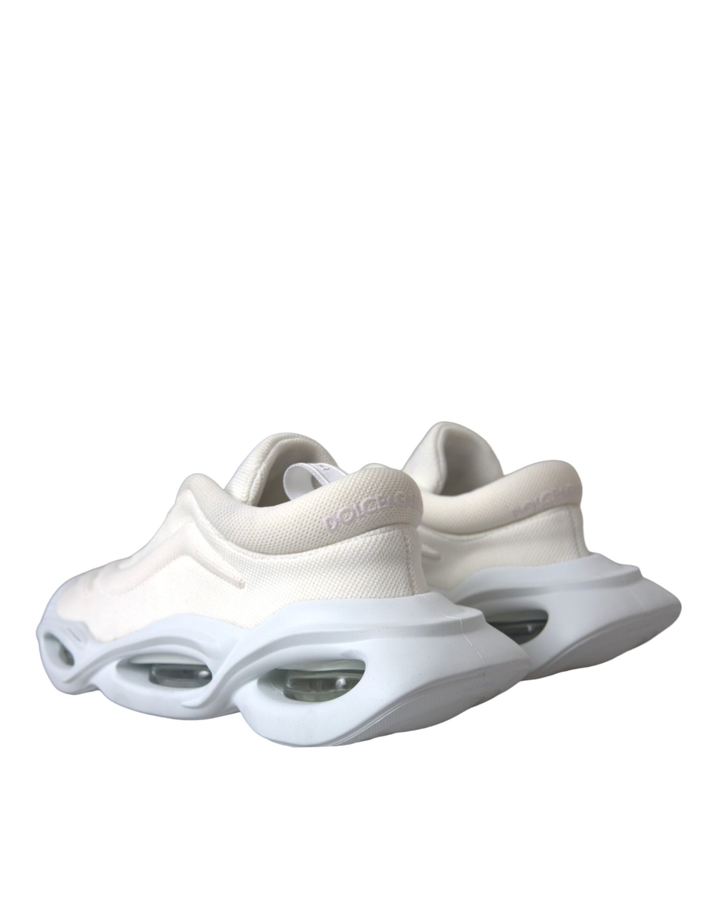 Dolce & Gabbana White Padded Fabric Wave Low Top Sneakers Shoes