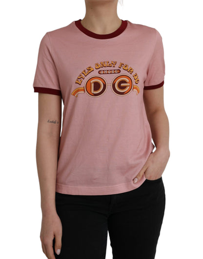 Dolce & Gabbana Pink Cotton Short Sleeves Crew Neck T-shirt