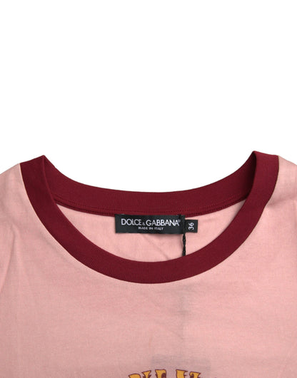 Dolce & Gabbana Pink Cotton Short Sleeves Crew Neck T-shirt