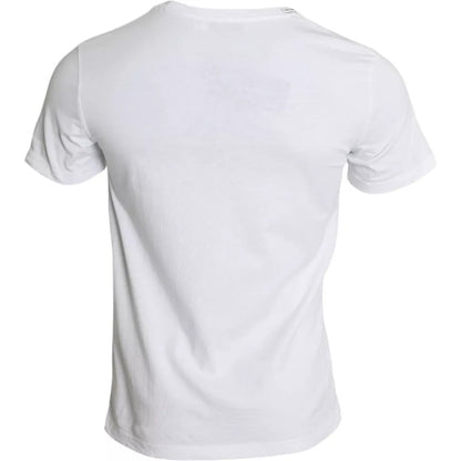 Dolce & Gabbana White Logo Print Cotton Crew Neck Men Top T-shirt