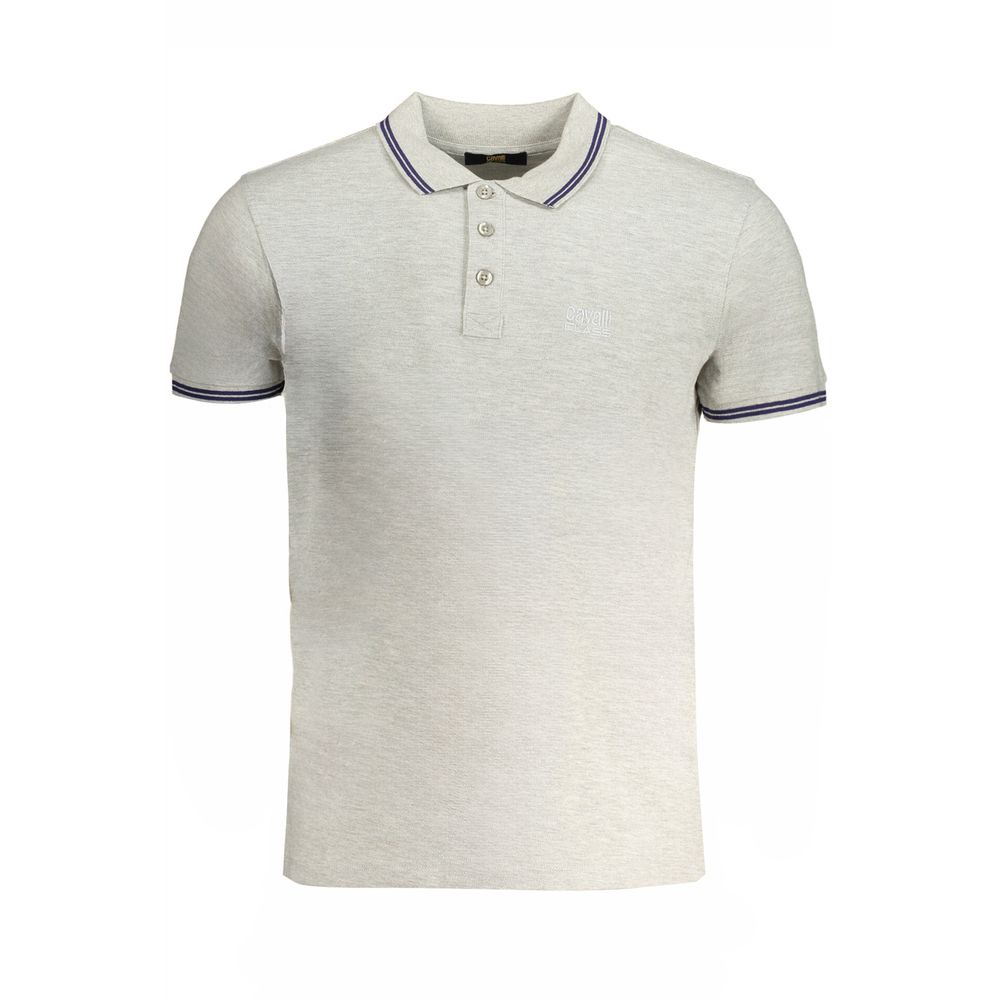 Cavalli Class Gray Cotton Polo Shirt