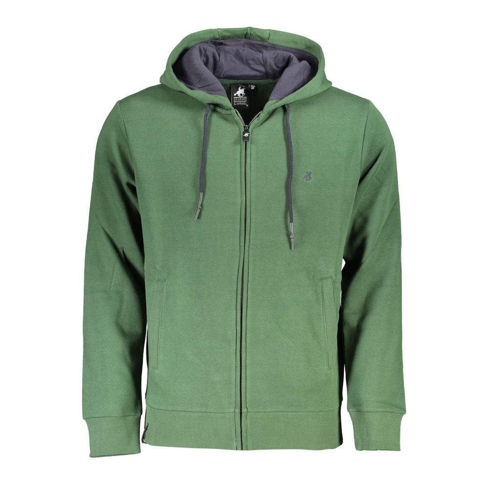 U.S. Grand Polo Chic Green Hooded Sweatshirt with Elegant Embroidery