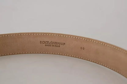 Dolce & Gabbana Beige Leather Crystal Buckle Women Belt