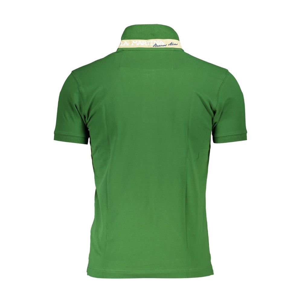 La Martina Green Cotton Men Polo Shirt