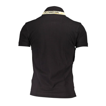 La Martina Black Cotton Men Polo Shirt