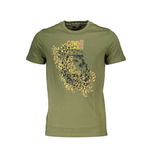 Cavalli Class Green Cotton T-Shirt