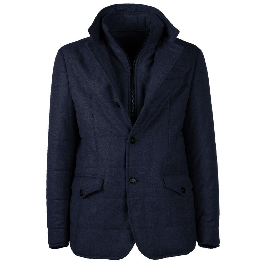 Made in Italy Blue Wool Men Coat