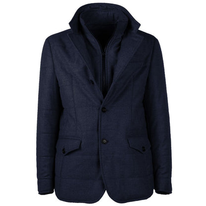 Made in Italy Blue Wool Men Coat