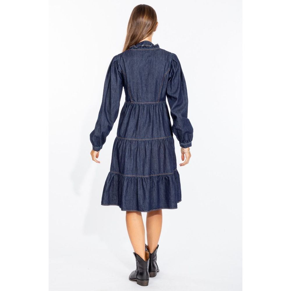 Love Moschino Elegant Dark Blue Denim Flare Dress