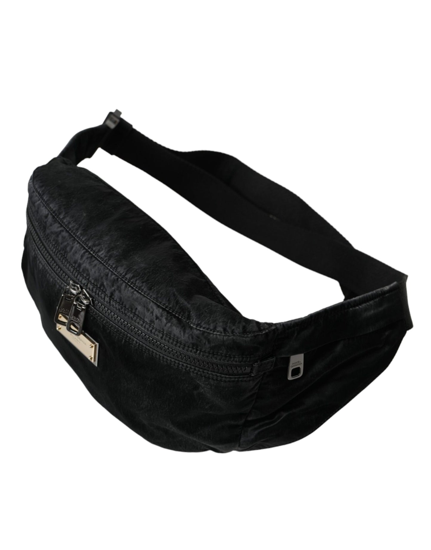 Dolce & Gabbana Black Nylon Logo Plaque Belt Waist Fanny Pack Bag