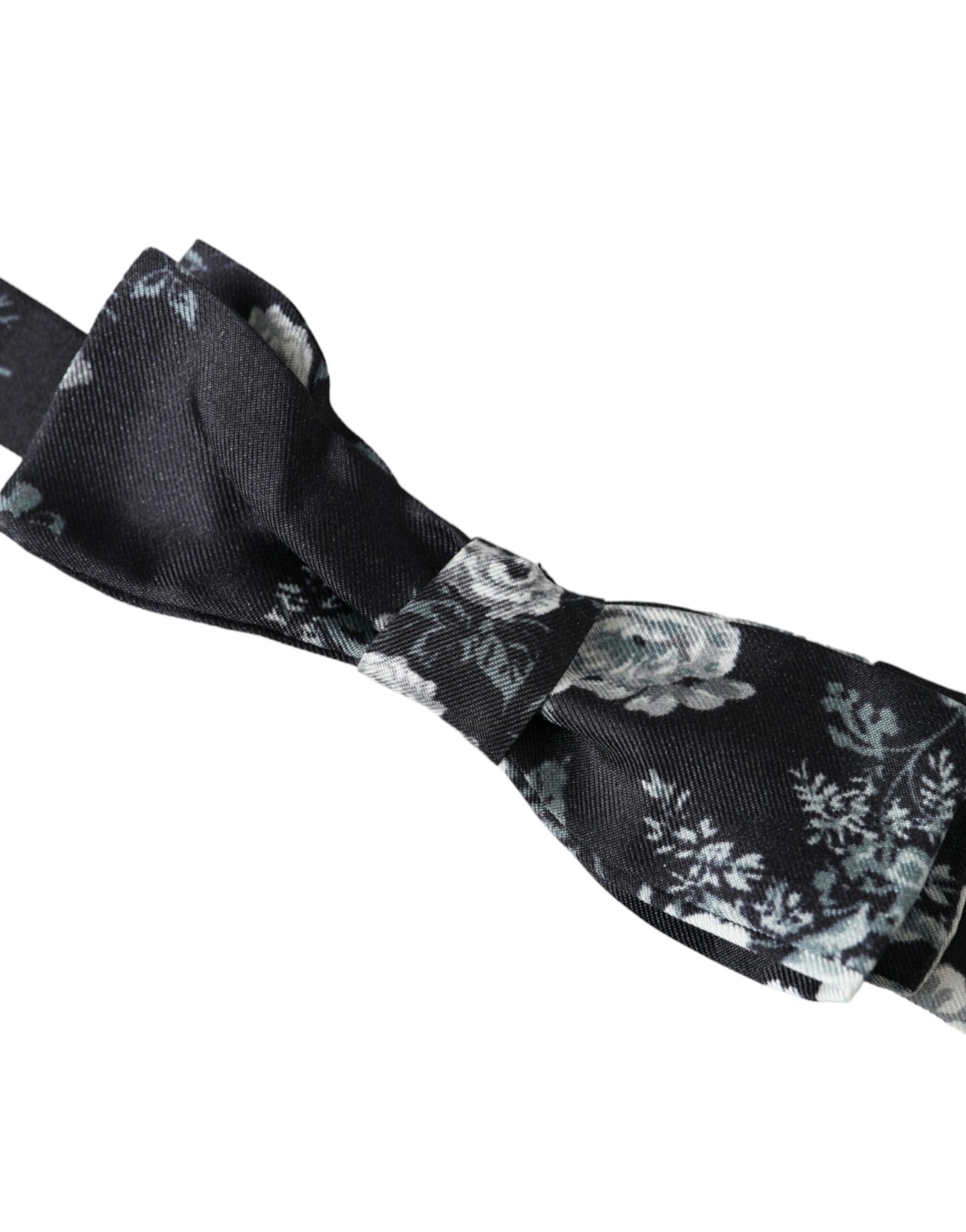 Dolce & Gabbana Black Floral Fantasy Adjustable Neck Men Bow Tie