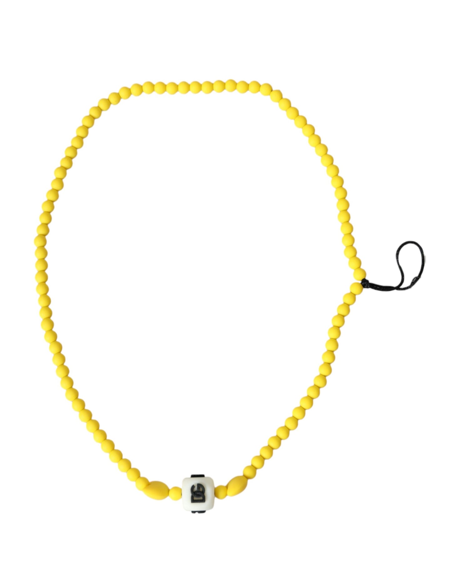 Dolce & Gabbana Yellow Beaded Chain DG Logo Charm Necklace