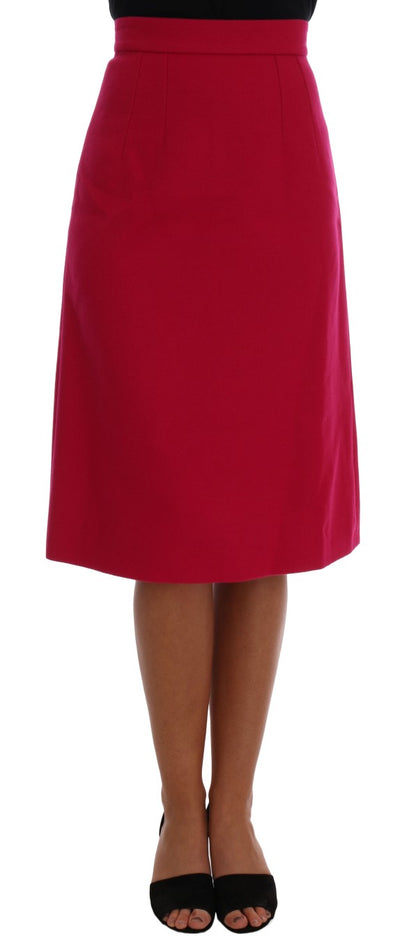 Dolce & Gabbana Elegant Pink Wool A-Line Knee-Length Skirt