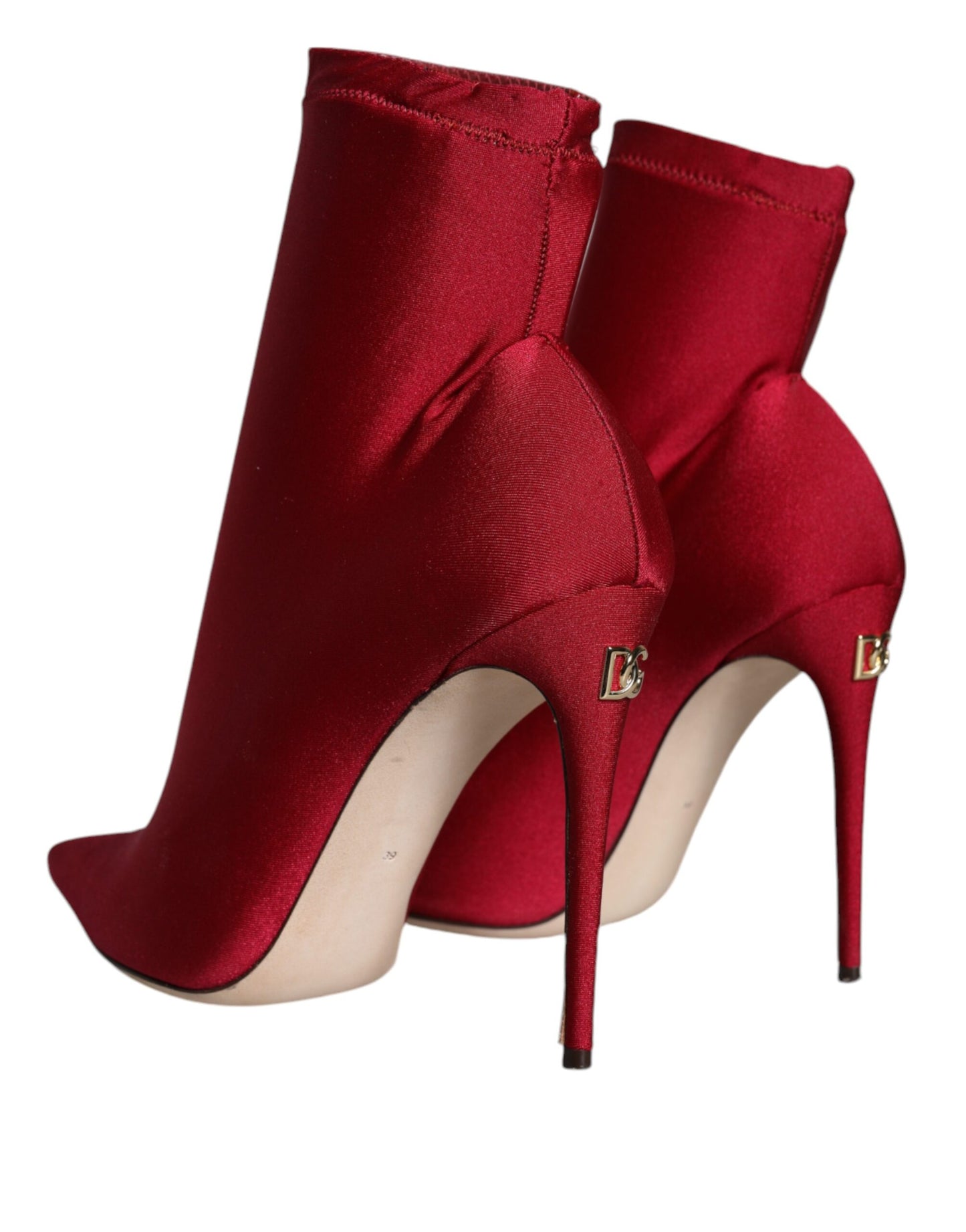 Dolce & Gabbana Cherry Red Stretch Stilettos Ankle Boot Shoes