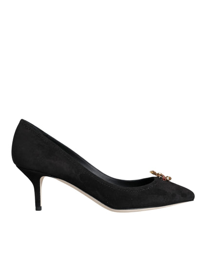 Dolce & Gabbana Black Amore Suede Bellucci Heels Pumps Shoes