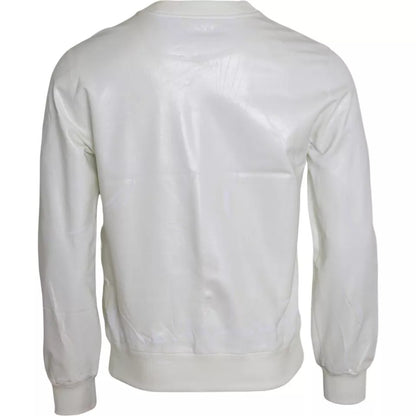 Dolce & Gabbana White Cotton Crew Neck Sweatshirt Sweater