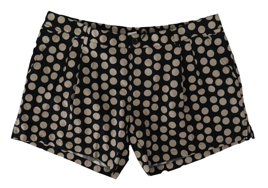 Dolce & Gabbana Black White Polka Dots Cotton Linen Shorts