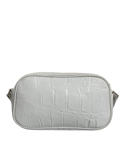 Aniye By White Croc Print Leather Crossbody Sling Bag