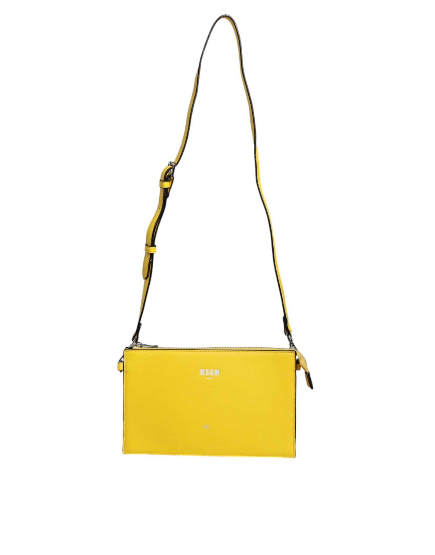 MSGM Yellow Leather Logo Crossbody Sling Shoulder Bag