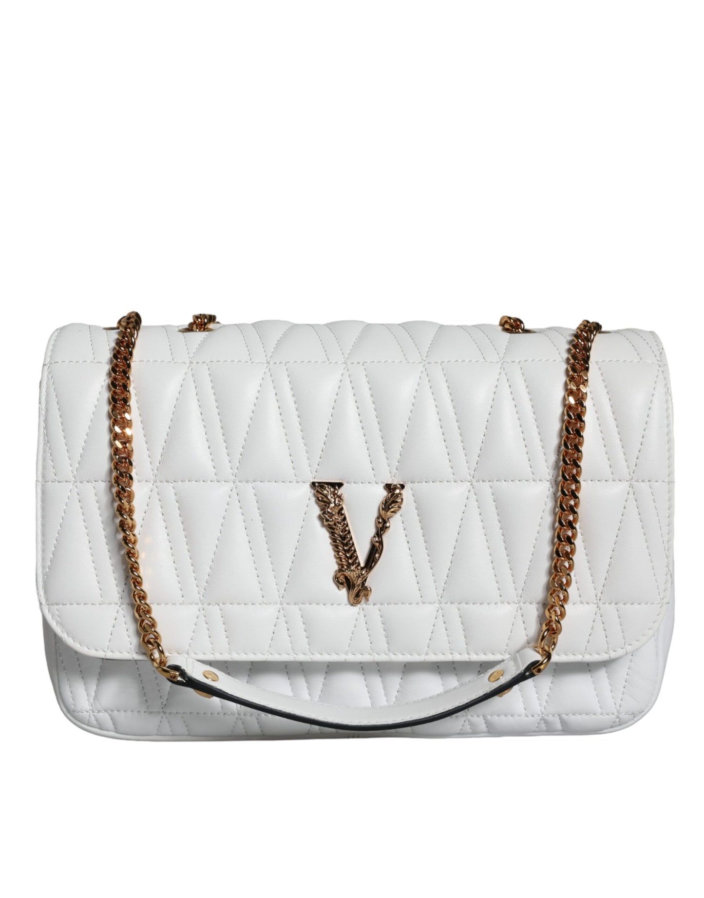 Versace White Mini Nappa Leather Crossbody Shoulder Bag