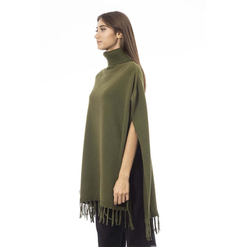 Alpha Studio Green Wool Poncho