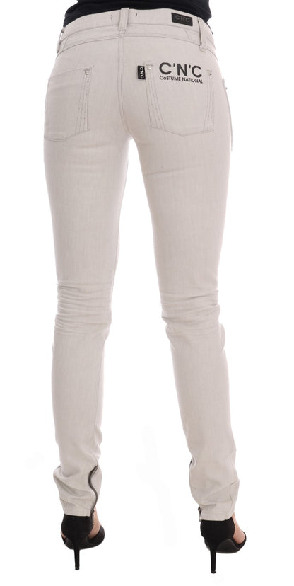 Costume National Chic White Slim-Fit Stretch Jeans