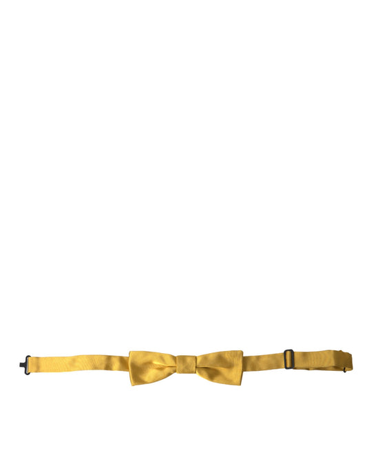 Dolce & Gabbana Yellow Silk Adjustable Neck Men Bow Tie