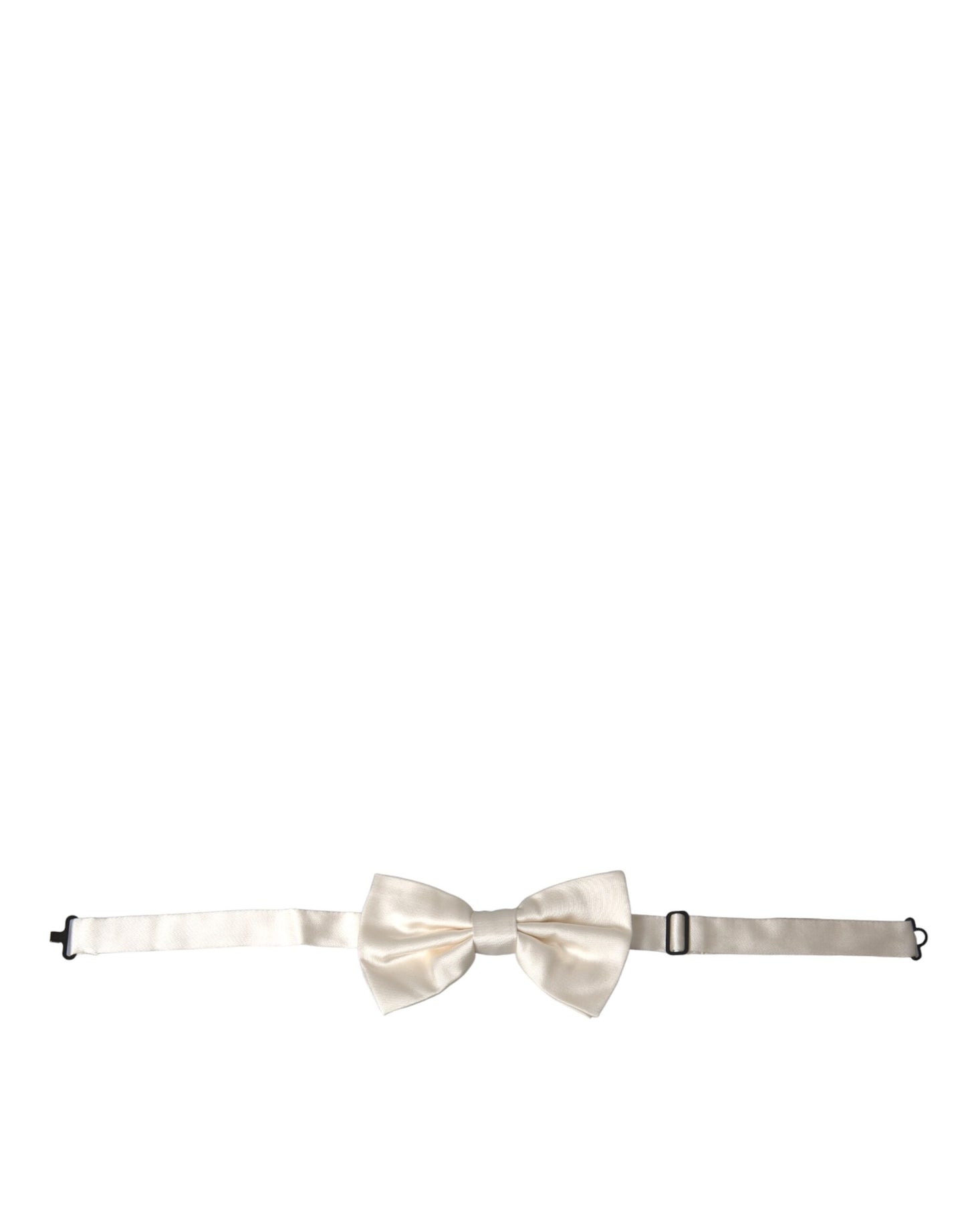 Dolce & Gabbana Off White Silk Adjustable Neck Men Bow Tie