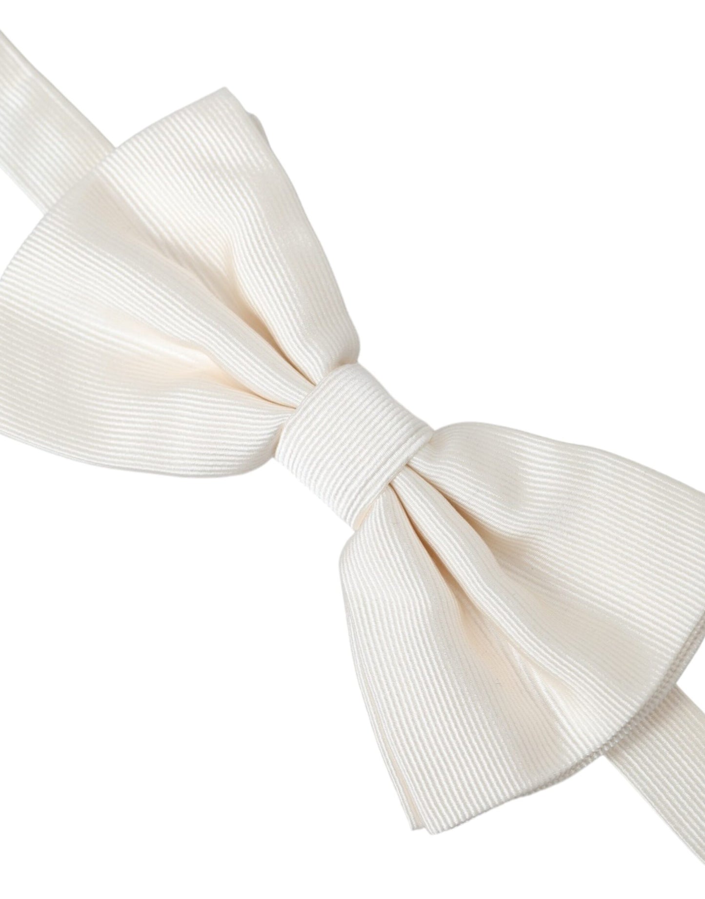 Dolce & Gabbana Off White Silk Adjustable Neck Men Bow Tie