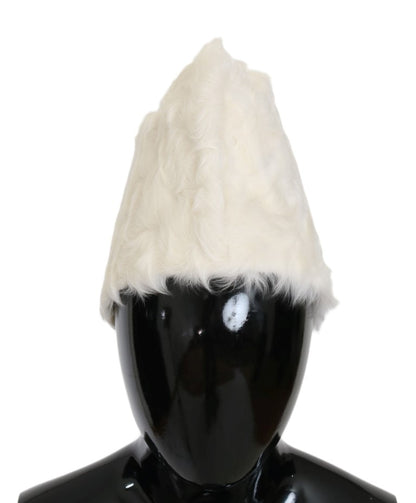 Dolce &amp; Gabbana White Xiangao Lamb Fur Beanie