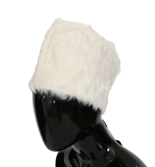 Dolce &amp; Gabbana White Xiangao Lamb Fur Beanie