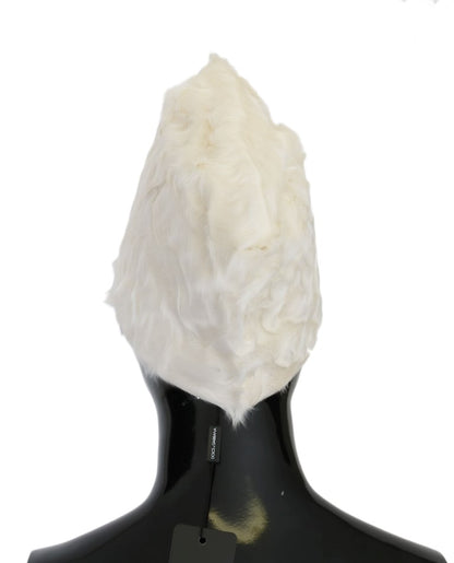 Dolce &amp; Gabbana White Xiangao Lamb Fur Beanie