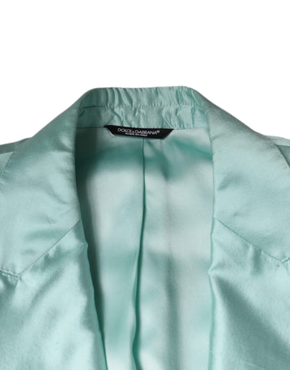 Dolce & Gabbana Mint Green Silk Single Breasted Coat Blazer