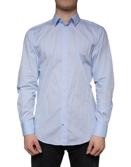 Dolce & Gabbana Light Blue MARTINI Cotton Dress Formal Shirt