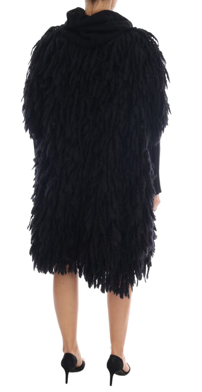 Dolce &amp; Gabbana Elegant Black Fringed Wool-Cashmere Sweater