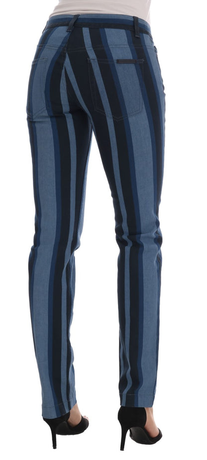 Dolce & Gabbana Chic Blue Striped Slim Fit Girly Jeans