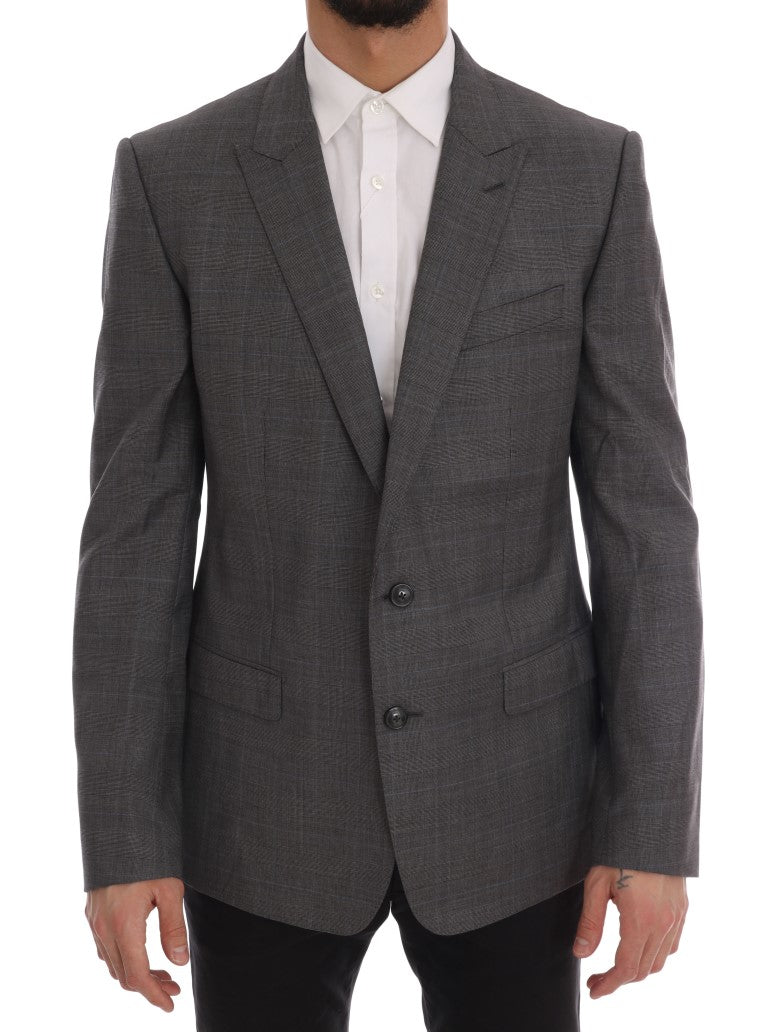 Dolce &amp; Gabbana Sleek Gray Checkered Wool Blazer