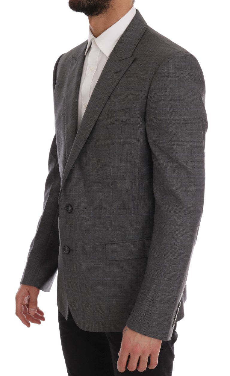 Dolce &amp; Gabbana Sleek Gray Checkered Wool Blazer