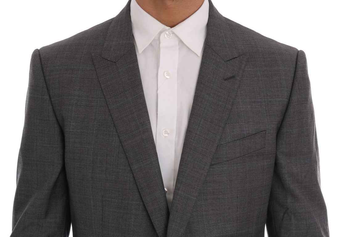 Dolce &amp; Gabbana Sleek Gray Checkered Wool Blazer