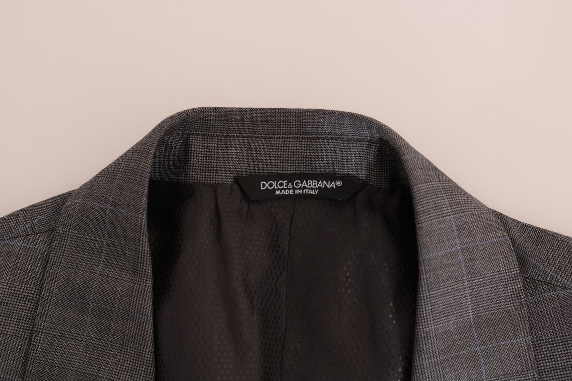 Dolce &amp; Gabbana Sleek Gray Checkered Wool Blazer