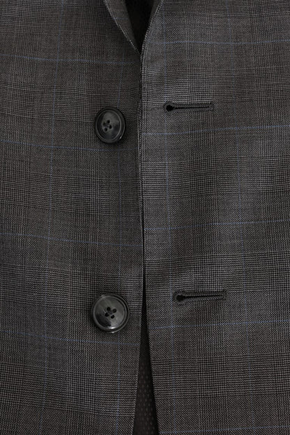 Dolce &amp; Gabbana Sleek Gray Checkered Wool Blazer