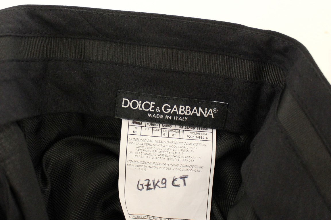 Dolce &amp; Gabbana Black Wool Stretch Pleated Pants