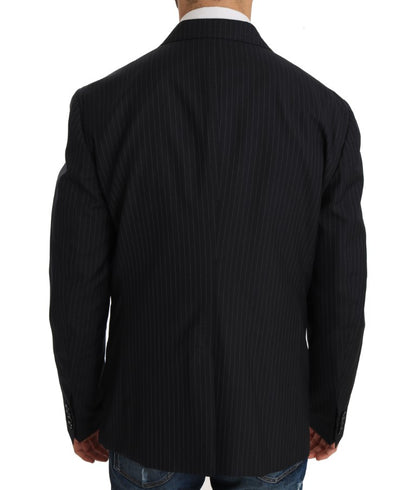 Dolce &amp; Gabbana Elegant Slim Fit Striped Wool Silk Blazer