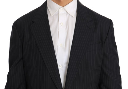 Dolce &amp; Gabbana Elegant Slim Fit Striped Wool Silk Blazer